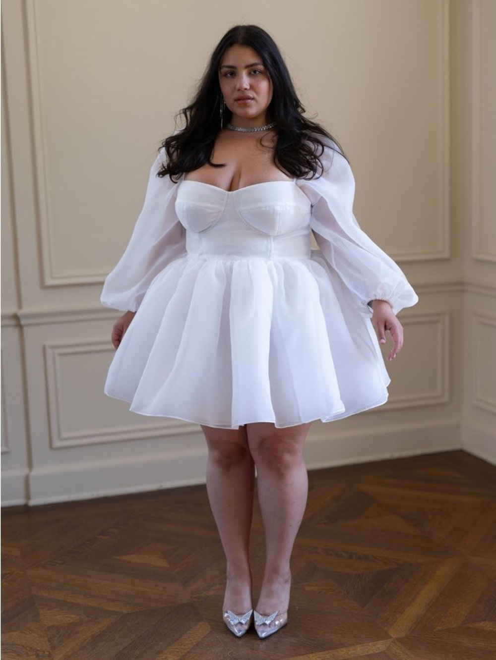 NWT Selkie Ivory CarouselWhite Puff Sleeve Mini Dress